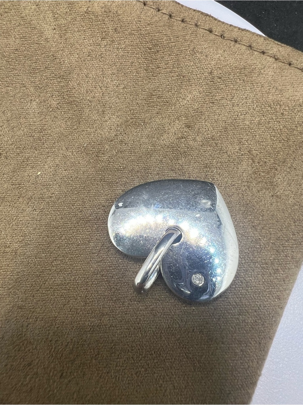 Polished Silver Heart Charm Keyring - Shiny Silver